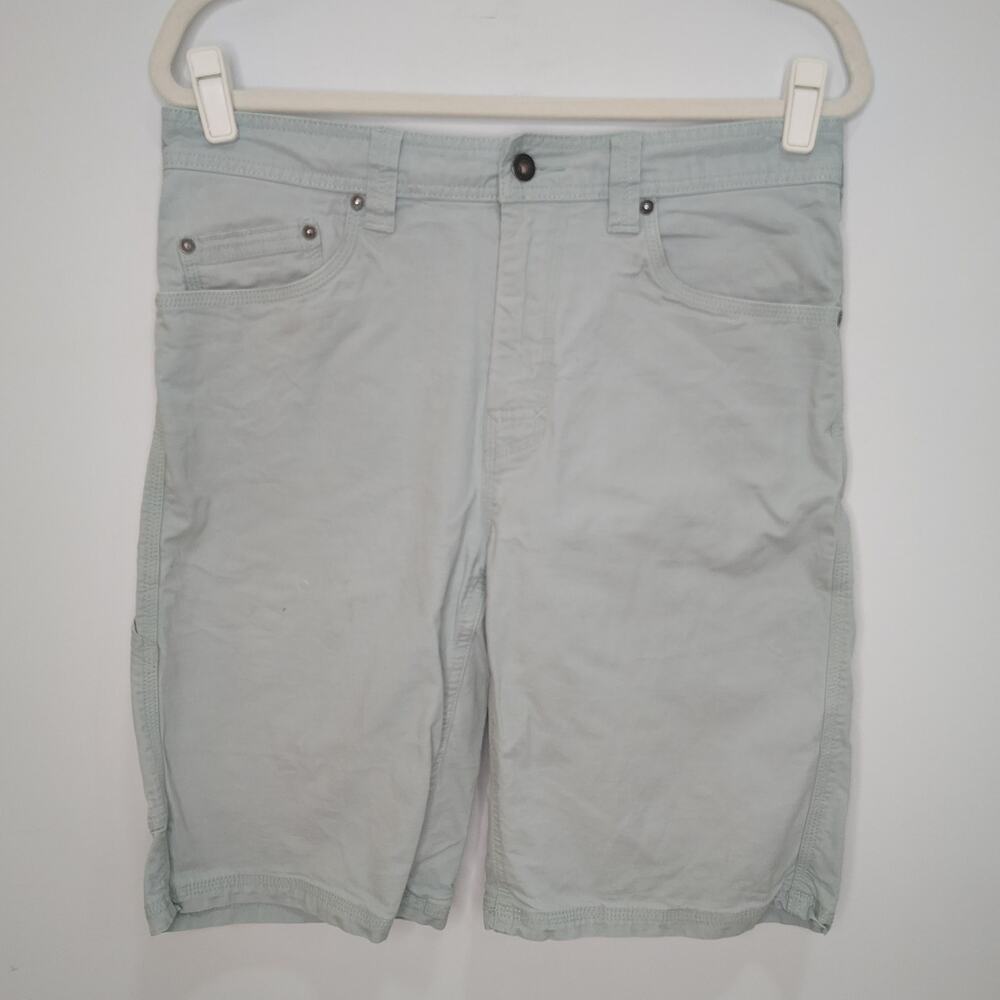 Prana Mens 32 Shorts Canvas Chino Baby Blue Inseam 11 Organic Cotton